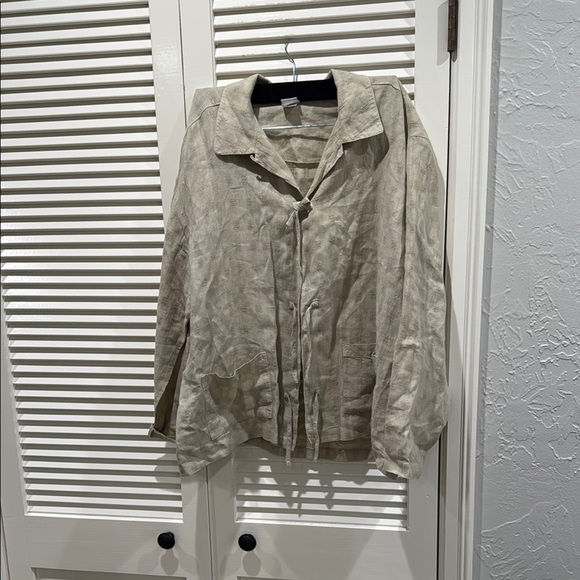 Vintage PA Company Boston Women's Beige Linen tie front jacket - Picture 1 of 5